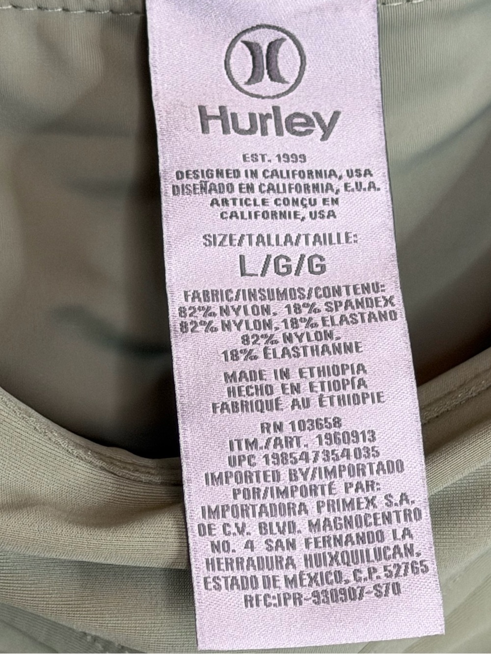 Hurley Green Swim Skort Large UPF 50+ Built In Shorts Athletic Beach Skirt - Picture 6 of 7